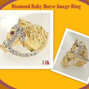 0.42ctw 14k Yellow Gold Diamond Ruby Ring